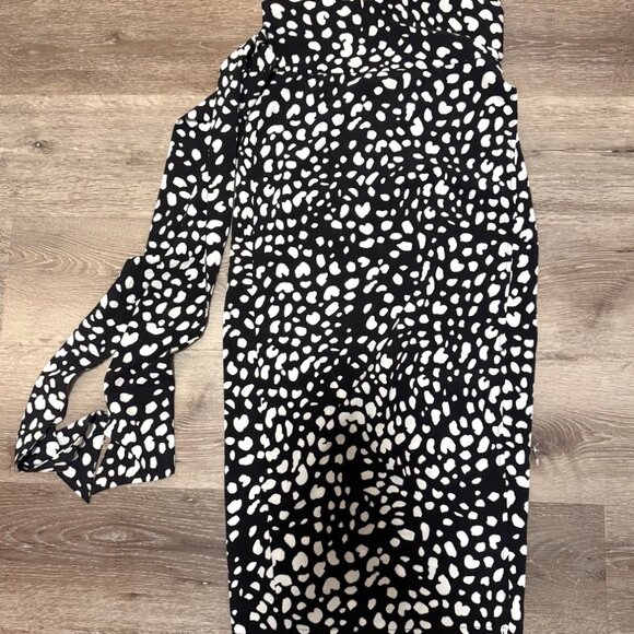 Lulus Black Animal Print Wrap Midi Skirt - Size S - Picture 3 of 6